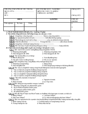 Kỳ thi học kỳ II - Năm học Môn thi  Vật lý - Khối 8 thời gian 60 phút